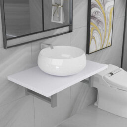 Berkfield Two Piece Bathroom Furniture Set Ceramic White - thumbnail 1