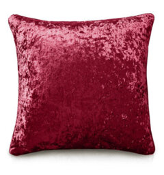 Intimates Premium Soft Velvet Cushion, Red Crushed Velvet Accent Cushion With Elegant Zip Closure - Red