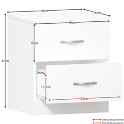Lassic Vida Designs Riano 3 Piece Bedroom Set (2 Drawer Bedside Chest, 5 Drawer Chest, 3 Door Wardrobe), White - thumbnail 5