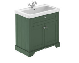 Hudson Reed Floor Standing 2 Door Traditional Vanity Unit With 1 Tap Hole Fireclay Basin, Hunter Green, 830 X 471 mm - thumbnail 5