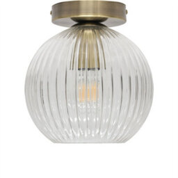 First Choice Lighting Set Of 2 Betchley - Clear Ribbed Glass Antique Brass Ceiling Lights - thumbnail 2