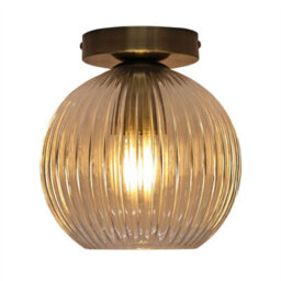 First Choice Lighting Set Of 2 Betchley - Clear Ribbed Glass Antique Brass Ceiling Lights - thumbnail 3
