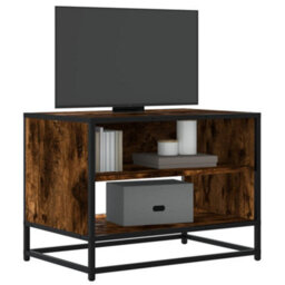 Berkfield Tv Cabinet Smoked Oak 61X40X46 Cm Engineered Wood And Metal - thumbnail 1