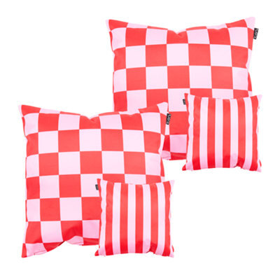icon Indoor And Outdoor Checkerboard Waterproof Filled Cushion Pink Set Of 2 - image 1