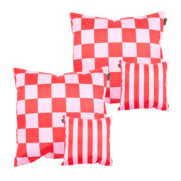 icon Indoor And Outdoor Checkerboard Waterproof Filled Cushion Pink Set Of 2