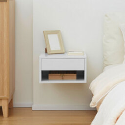 Homcom Floating Nightstands Set Of 2, Bedside Table W/ Drawer And Open Shelf - thumbnail 7