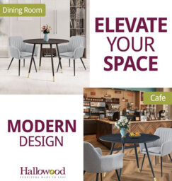 Hallowood Furniture Finley Small Round Dining Table In Black Finish With 2 Steel Grey Fabric Armchairs - thumbnail 6