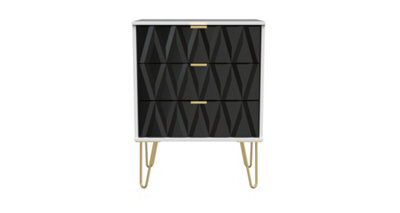 Dallas 3 Drawer Chest In Deep Black & White (Ready Assembled) - image 1