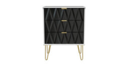 Dallas 3 Drawer Chest In Deep Black & White (Ready Assembled)
