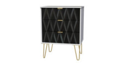 Dallas 3 Drawer Chest In Deep Black & White (Ready Assembled) - thumbnail 3