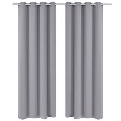 Berkfield Blackout Curtains 2 Pcs With Metal Eyelets 135X175 Cm Grey - image 1