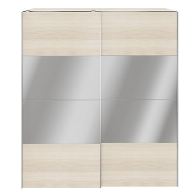 GoodHome Atomia Matt Oak Effect Particle Board Mirrored Wardrobe (H)2250mm (W)2000mm (D)655mm - image 1