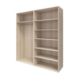 GoodHome Atomia Matt Oak Effect Particle Board Mirrored Wardrobe (H)2250mm (W)2000mm (D)655mm - thumbnail 3