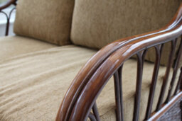 Gardenmarketplace Verona Cane Conservatory Furniture Duo Set- 2 Chairs And A Side Table- Coffee Colour Fabric - thumbnail 5