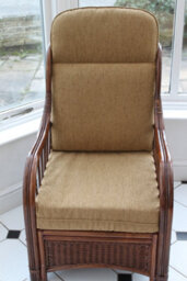 Gardenmarketplace Verona Cane Conservatory Furniture Duo Set- 2 Chairs And A Side Table- Coffee Colour Fabric - thumbnail 3