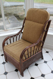 Gardenmarketplace Verona Cane Conservatory Furniture Duo Set- 2 Chairs And A Side Table- Coffee Colour Fabric - thumbnail 2