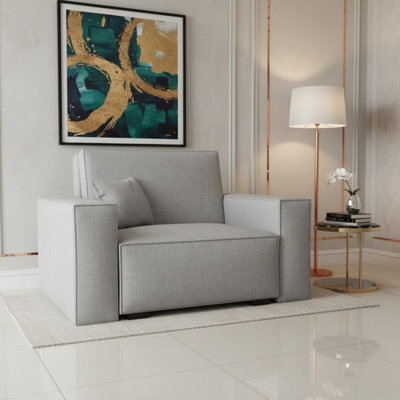 Upholstered Living Room Armchair Bed With Sleeping Function And Storage Wooden Legs 123X88X102Cm 80X196Cm Light Grey - image 1