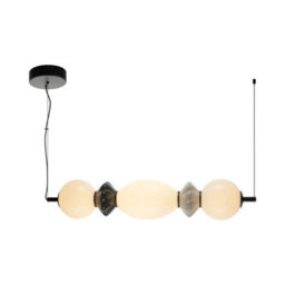 Luminosa Lighting Luminosa Balos Bar Pendant Ceiling Light Matt Black With Opal, Grey, Ceramic Shades 3000K Warm White - thumbnail 1