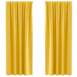 Berkfield Modern Curtains 2 Pcs Mustard Yellow 225 X 140 Cm Polyester