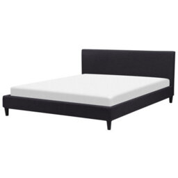 Beliani Bed Fabric Fitou 180 X 200 Cm (Eu Super King) Black - thumbnail 1