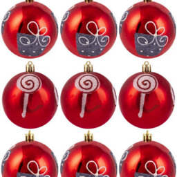 Christmas Tree World 10Cm Hand Painted Shatterproof Bauble Design 8 (9 Pack) - thumbnail 3