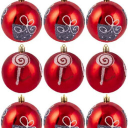 Christmas Tree World 10Cm Hand Painted Shatterproof Bauble Design 8 (9 Pack) - thumbnail 2