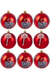 Christmas Tree World 10Cm Hand Painted Shatterproof Bauble Design 8 (9 Pack) - thumbnail 1