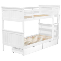 Beliani Bunk Bed With Drawers Wood Albon 90 X 200 Cm (Eu Single) White - thumbnail 8