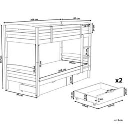 Beliani Bunk Bed With Drawers Wood Albon 90 X 200 Cm (Eu Single) White - thumbnail 3