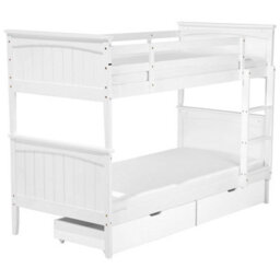 Beliani Bunk Bed With Drawers Wood Albon 90 X 200 Cm (Eu Single) White