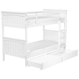 Beliani Bunk Bed With Drawers Wood Albon 90 X 200 Cm (Eu Single) White - thumbnail 4