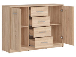 Arte Nepo Plus Oak Sonoma 119Cm Sideboard - 2-Door, 4-Drawer Storage Cabinet - thumbnail 4