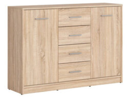 Arte Nepo Plus Oak Sonoma 119Cm Sideboard - 2-Door, 4-Drawer Storage Cabinet - thumbnail 1
