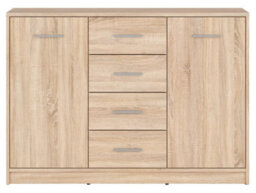Arte Nepo Plus Oak Sonoma 119Cm Sideboard - 2-Door, 4-Drawer Storage Cabinet - thumbnail 3