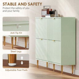 Homcom Slim Shoe Storage Cabinet With 4 Flip Drawers For Hallway, Light Green - thumbnail 7
