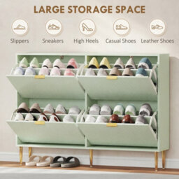Homcom Slim Shoe Storage Cabinet With 4 Flip Drawers For Hallway, Light Green - thumbnail 5