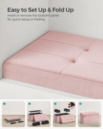 Songmics Storage Seat, Large Ottoman With Generous Interior Space, Jelly Pink - thumbnail 5