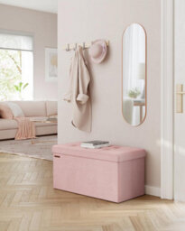 Storage Seat, Large Ottoman With Generous Interior Space, Jelly Pink