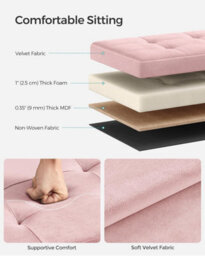 Songmics Storage Seat, Large Ottoman With Generous Interior Space, Jelly Pink - thumbnail 3