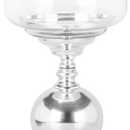 Biznest Silver Table Top Hurricane Candle Holder Lantern With Glass For Home Decor Wedding Centerpiece