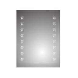 Ibathuk Celeste Wall Mounted Led Illuminated Bathroom Mirror, Modern Mirror With Backlit Light Sensor And Demister, 500 X 700mm