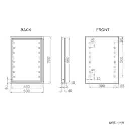 Ibathuk Celeste Wall Mounted Led Illuminated Bathroom Mirror, Modern Mirror With Backlit Light Sensor And Demister, 500 X 700mm - thumbnail 3
