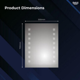 Ibathuk Celeste Wall Mounted Led Illuminated Bathroom Mirror, Modern Mirror With Backlit Light Sensor And Demister, 500 X 700mm - thumbnail 4