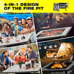 Homeology Shango Multi-Functional Black With Ceramic Tiles Outdoor Square Heater, Fire Pit, Brazier, Table - thumbnail 4