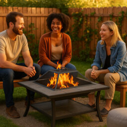 Homeology Shango Multi-Functional Black With Ceramic Tiles Outdoor Square Heater, Fire Pit, Brazier, Table - thumbnail 5