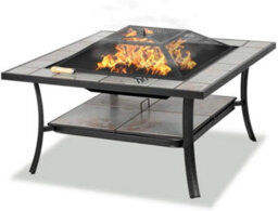 Homeology Shango Multi-Functional Black With Ceramic Tiles Outdoor Square Heater, Fire Pit, Brazier, Table - thumbnail 1