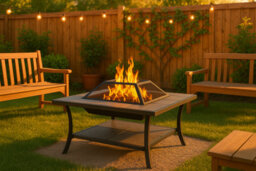 Homeology Shango Multi-Functional Black With Ceramic Tiles Outdoor Square Heater, Fire Pit, Brazier, Table - thumbnail 9