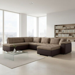 Niko Bis U Shaped Fold Out Corner Sofa Bed For Living Room With Storage Beige And Brown Right
