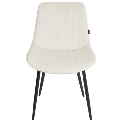 Set Of 2 Beige Armless Velvet Dining Chairs With Black Steel Legs - Wyld And Coco - image 1