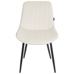 Set Of 2 Beige Armless Velvet Dining Chairs With Black Steel Legs - Wyld And Coco - thumbnail 1